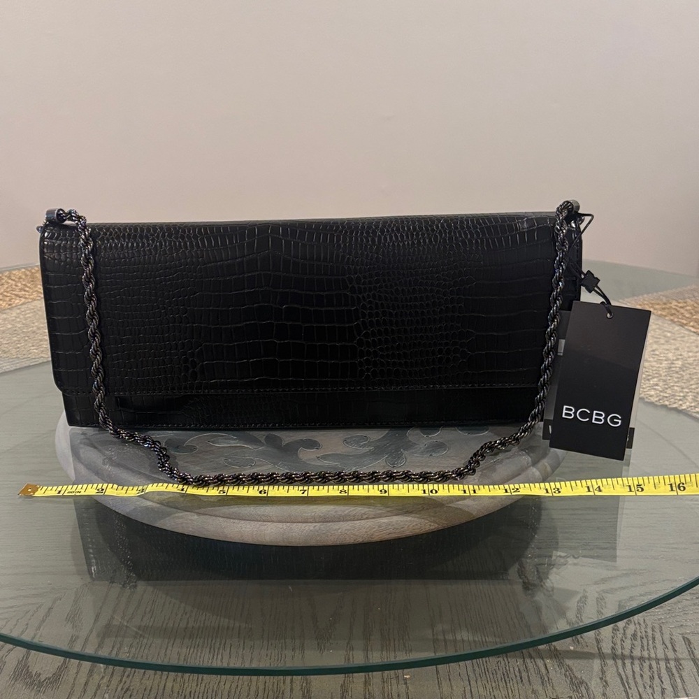 BCBG Black Croc-Embossed Chain shoulder bag